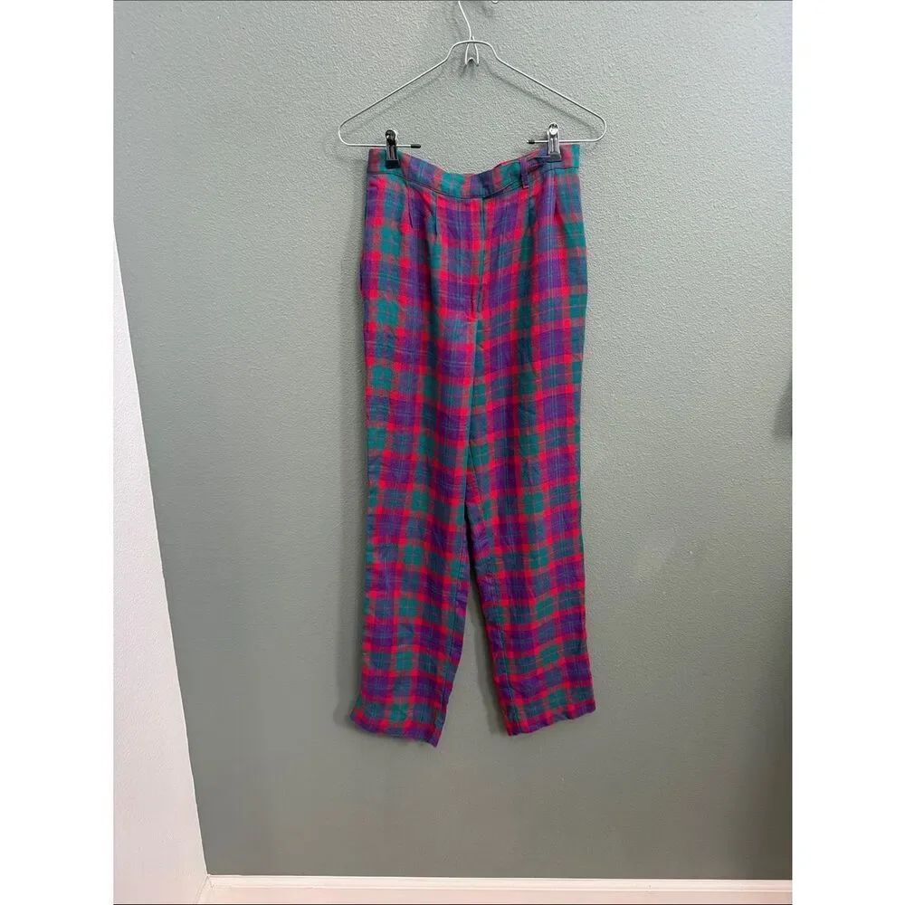 Vintage Plaid High-Waist Pants Colorful Gwen Stefani Vibes Sz 6